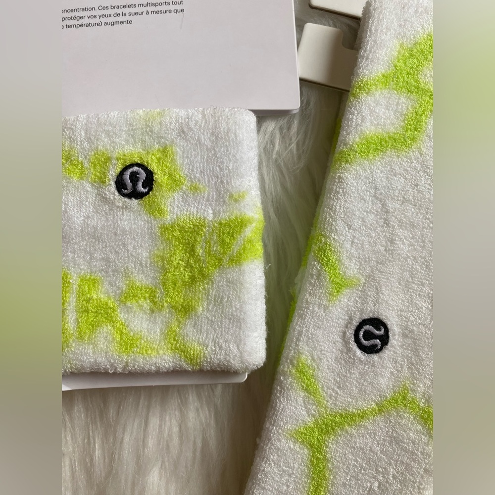 lululemon athletica White and Neon Green Wristbands